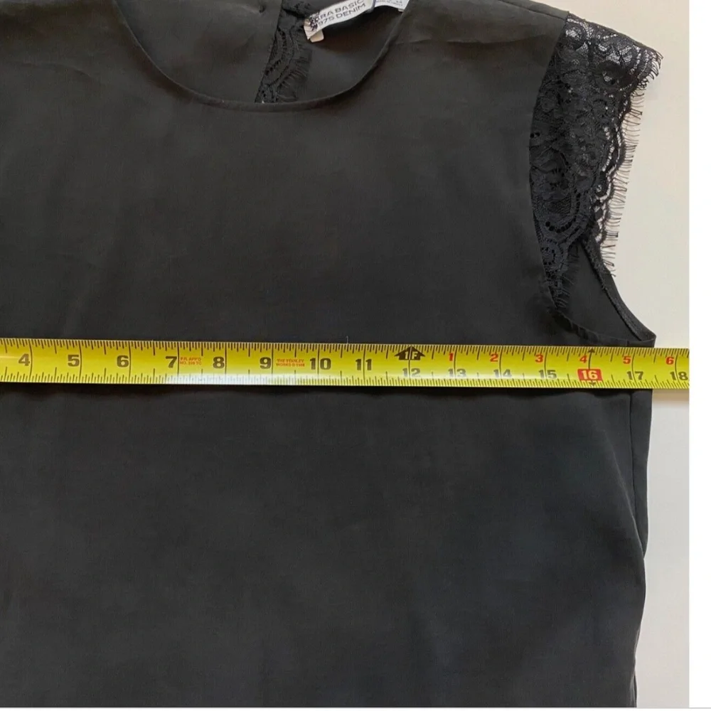 🚫SOLD🚫 ZARA XS Sleeveless Open Back Matte Black Top Shirt Blouse - Picture 5 of 6